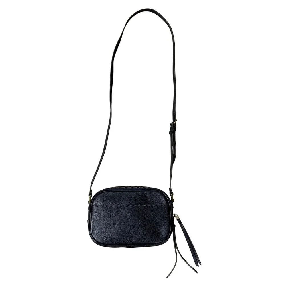 Fossil Crossbody Purse Maisie Black Leather Camera Bag Adjustable Shoulder Strap - Picture 2 of 15